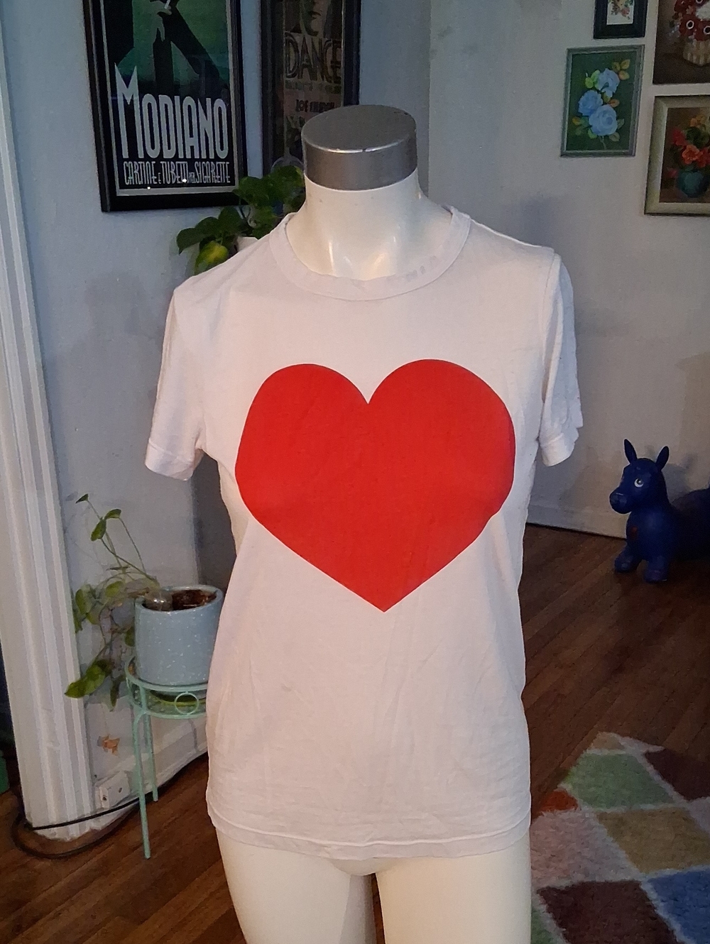 Chaser White Short-Sleeve Tee with Red Heart Graphic